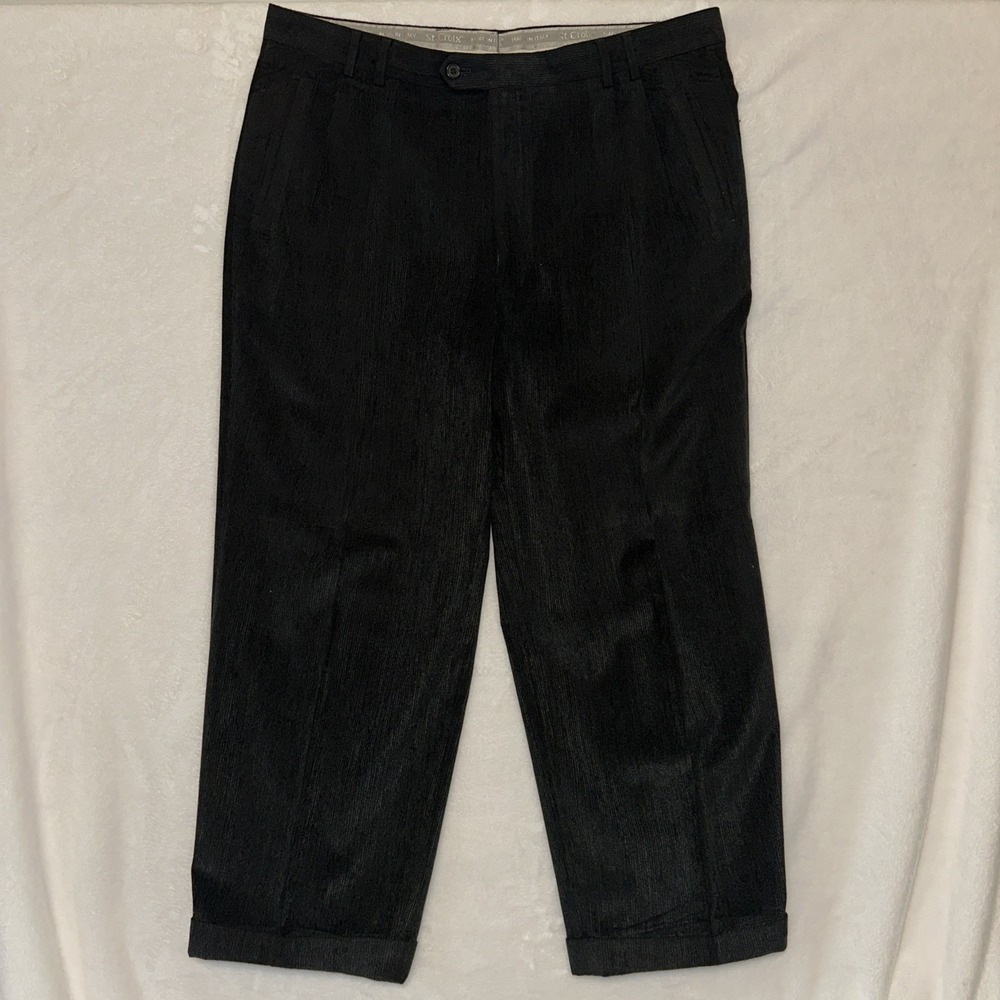 St Croix Knits For Patrick James Men's Black Corduroy Dress Pants 40x27 Cuffed